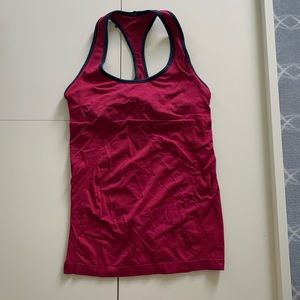 Navy and red Lululemon tank top with built in bra